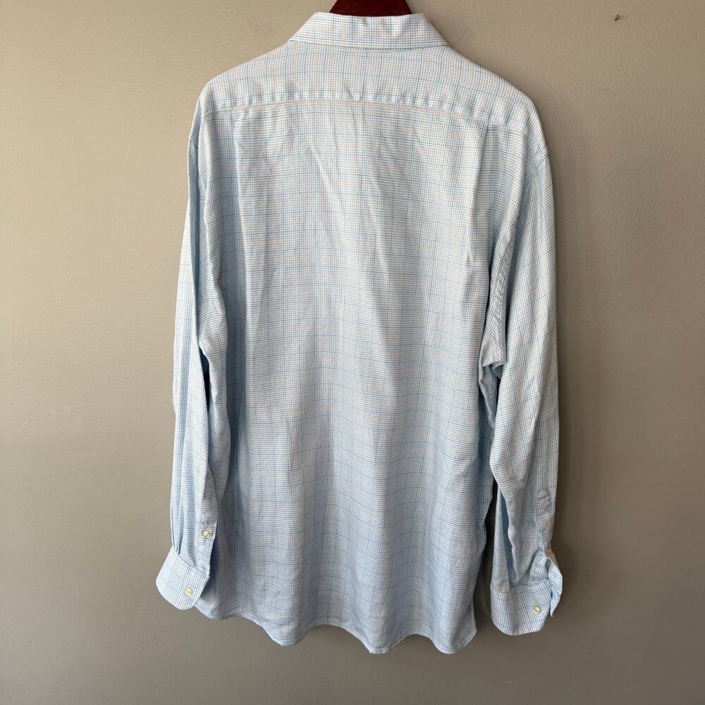 Peter Millar Mens Button Down Shirt Powder Blue Plaid Cotton Sz XL Easter Spring - Picture 2 of 11